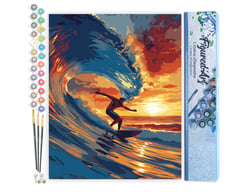 Peinture par Numéro Figured'Art - Surf sur grande vague - Kit de Loisir Créatif DIY Numéro d'Art Complet - 40x50cm sans châssis en bois