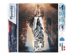 Diamond Painting Broderie Diamant Figured’Art 40x50cm toile entière roulée avec diamants carrés - Chat Reflet dans la Ville