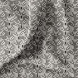 Tissu Toile de Coton Canvas Pelion gris sur fond Ecru