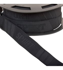Elastique sport en relief 32mm noir au mètre