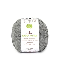 Fil de coton recyclé ECO VITA pour tricot et crochet - 100GR - DMC 112 Gris moyen