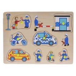 Puzzle en bois la police en action 8 pieces - puzzle a encastrer avec boutons