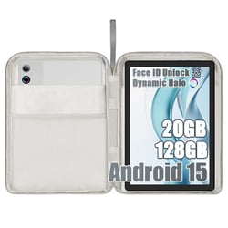 Tablette 10.4'' pour multitâche, Android 15, 203+17Go RAM+128Go Extensible à 1To, Écran HD 1280x800, avec sac de transport, Argent