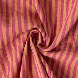 Tissu Double gaze de Coton Gipsy Rayé dahlia sur fond Cassonade