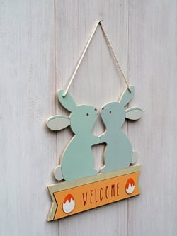 Plaque de porte lapins 25x24 cm - Artemio