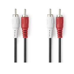 Nedis Câble Audio Stéréo 2 RCA Mâle vers Mâle 3m Connexion Stable Noir