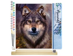 Peinture par Numéro Figured'Art - Tête de loup - Kit de Loisir Créatif DIY Numéro d'Art Complet - 40x50cm toile roulée + châssis en bois à monter