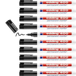 Lot de 10 marqueurs permanents pointe fine - EDDING - 400 - Noir