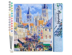 Peinture par Numéro Figured'Art - Rue de l'Épicerie, Rouen - Camille Pissarro - Kit de Loisir Créatif Numéro d'Art - 40x50cm sans châssis en bois