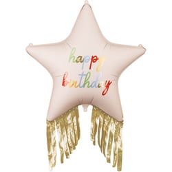 Ballon Aluminium Hélium   Étoile à Franges Happy Birthday   72 cm