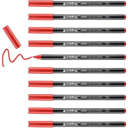 Lot de 10 feutres de coloriage pointe ronde moyenne - EDDING - 1300 - Rouge - 2 mm