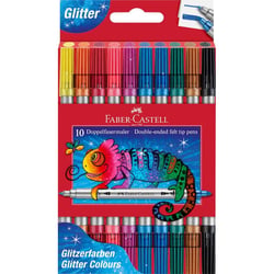 Feutres - Coloriage - 10 couleurs pailletées - Double pointe fine + épaisse - Faber-Castell