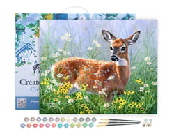 Peinture par Numéro Figured'Art avec Cadre - Biche dans la prairie - Kit de Loisir Créatif DIY Numéro d'Art - 40x50cm toile tendue sur châssis