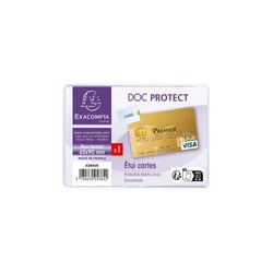Etui de protection pour carte bancaire PVC lisse 20/100e - Cristal - x 10 - Exacompta