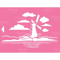 Pochoir plastique souple réutilisable 21 x 27 cm Fabrika Decoru MOULIN 047