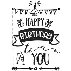 Tampon Happy Birthday, 7x10cm