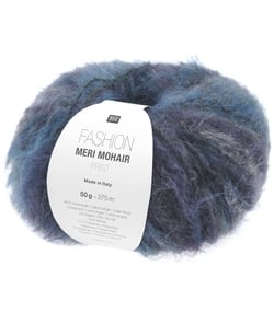 Pelote de laine et mohair FASHION MERI MOHAIR PRINT - Douceur luxueuse, effet rayé & finition vaporeuse - Rico Design 05 Violettes bleues
