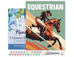 Peinture par Numéro Figured'Art avec Cadre - Affiche sportive Equitation - Kit de Loisir Créatif DIY Numéro d'Art Complet - 40x50cm toile tendue sur châssis