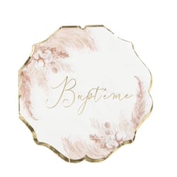 16 Serviettes Baptême Pampas Fleurs de Coton