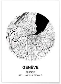 Affiche Carte Genève | A3 : 29,7x42cm