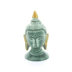 Statuette Tête de Bouddha en Laiton vert antique 5 cm - Omsaé