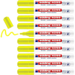 10 Marqueurs craie liquide pointe moyenne - EDDING - Jaune fluorescent - Lot de 10