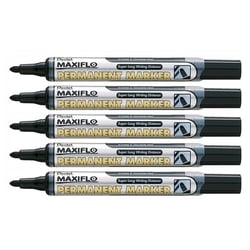 Lot de 5 marqueurs permanents - PENTEL - MAXIFLO NLF50 - Pointe conique 2 mm - Noir