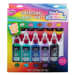 Lot de 10 tubes de 40 ml - Peinture textile 3D Tulip - Multicolore - Permanente.