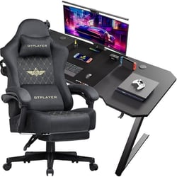 Ensemble chaise gaming avec bureau GTPLAYER - Tissu - Gris - 49x66x133 cm