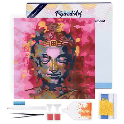 Mini Diamond Painting Broderie Diamant Figured’Art 25x25cm toile tendue sur châssis en bois - diamants ronds - Bouddha précieux