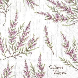 Lot de 4 serviettes en papier découpage collage 33 cm FLEUR MAUVE FEUILLAGE FA 330