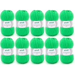 10 pelotes de laine - Vert fluo - 29 - 100% acrylique - 3,5/4,5 mm - Gründl - Lisa Premium