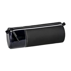 Trousse - Ronde - Noir en vinyl - Scolaire - 23 x 9 x 8 cm - Fermeture éclair - S'maepp