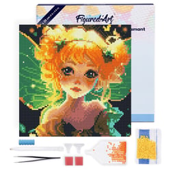 Mini Diamond Painting Broderie Diamant Figured’Art 25x25cm toile tendue sur châssis en bois - diamants ronds - Jolie Petite Fée
