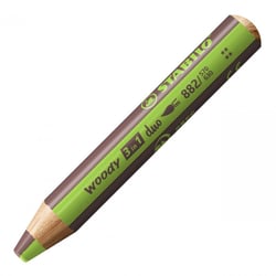 STABILO Crayon multi-talents woody 3en1 duo, vert clair/brun