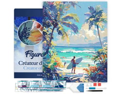 Diamond Painting Broderie Diamant Figured’Art 40x50cm toile tendue sur châssis en bois - diamants carrés - Journée ensoleillée à la plage