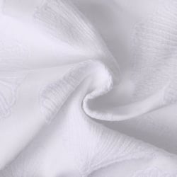 Tissu Jacquard Yasuko feuilles ginkgo Blanches sur fond Blanc