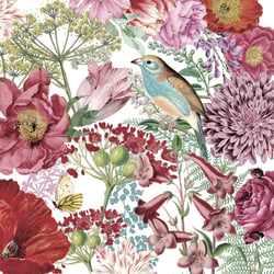 Lot de 4 serviettes en papier découpage collage 33 cm OISEAU FLEUR O 107