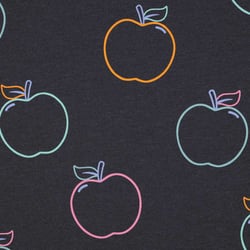 Tissu Jersey imprimé pomme Api Néon sur fond Gris anthracite profond - Au mètre