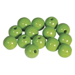 Perles en bois poli 1 cm Vert pomme 52 pièces