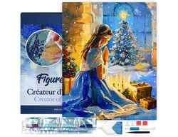 Diamond Painting Broderie Diamant Figured’Art 40x50cm toile tendue sur châssis en bois - diamants carrés - Prière de la Veillée de Noël