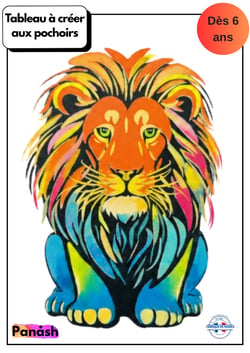 Peinture aux pochoirs Panash débutant enfants et adultes - Lion en 3 pochoirs