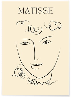 Affiche Matisse 'Portrait Linéaire' – Dessin minimaliste | A3 : 29,7x42cm