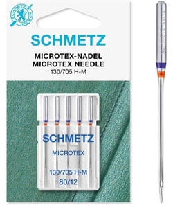 Aiguilles Microtex pour Machine -Dimension 80/12 - 130/705H-M - 5 pces - SCHMETZ Vert