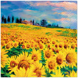 Lot de 4 serviettes en papier découpage collage 33 cm CHAMP DE TOURNESOLS N 108