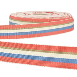 Disquette 25m ruban gros grain stripes Rouge