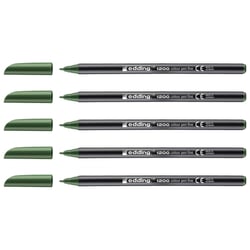 Lot de 5 feutres de coloriage pointe fine - EDDING - 1200 vert olive - 1 mm