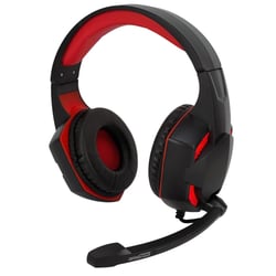 Amstrad Casque Pro Gamer 40mm Power Bass Rétroéclairage LED Arceau et Micro Ajustables Noir / Rouge