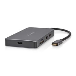 Nedis Hub USB-C vers RJ45 / 3USB-A / Micro SD / USB-C PD 3.0 / 2HDMI 4K 5Gbps 0.2m Noir