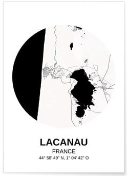 Affiche Carte Lacanau | A3 : 29,7x42cm